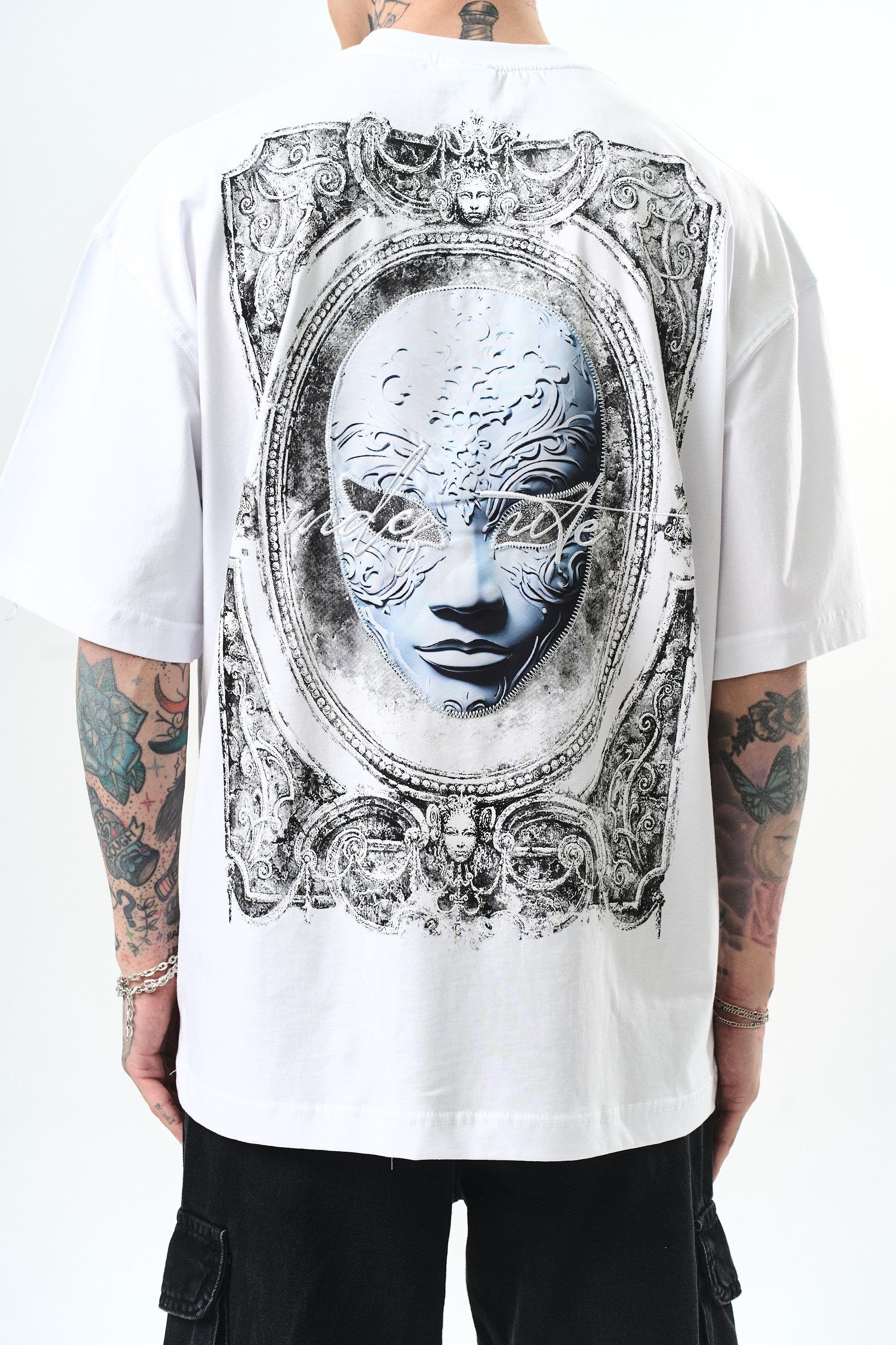 Men's Indefinite Printed Oversize T-Shirt Black