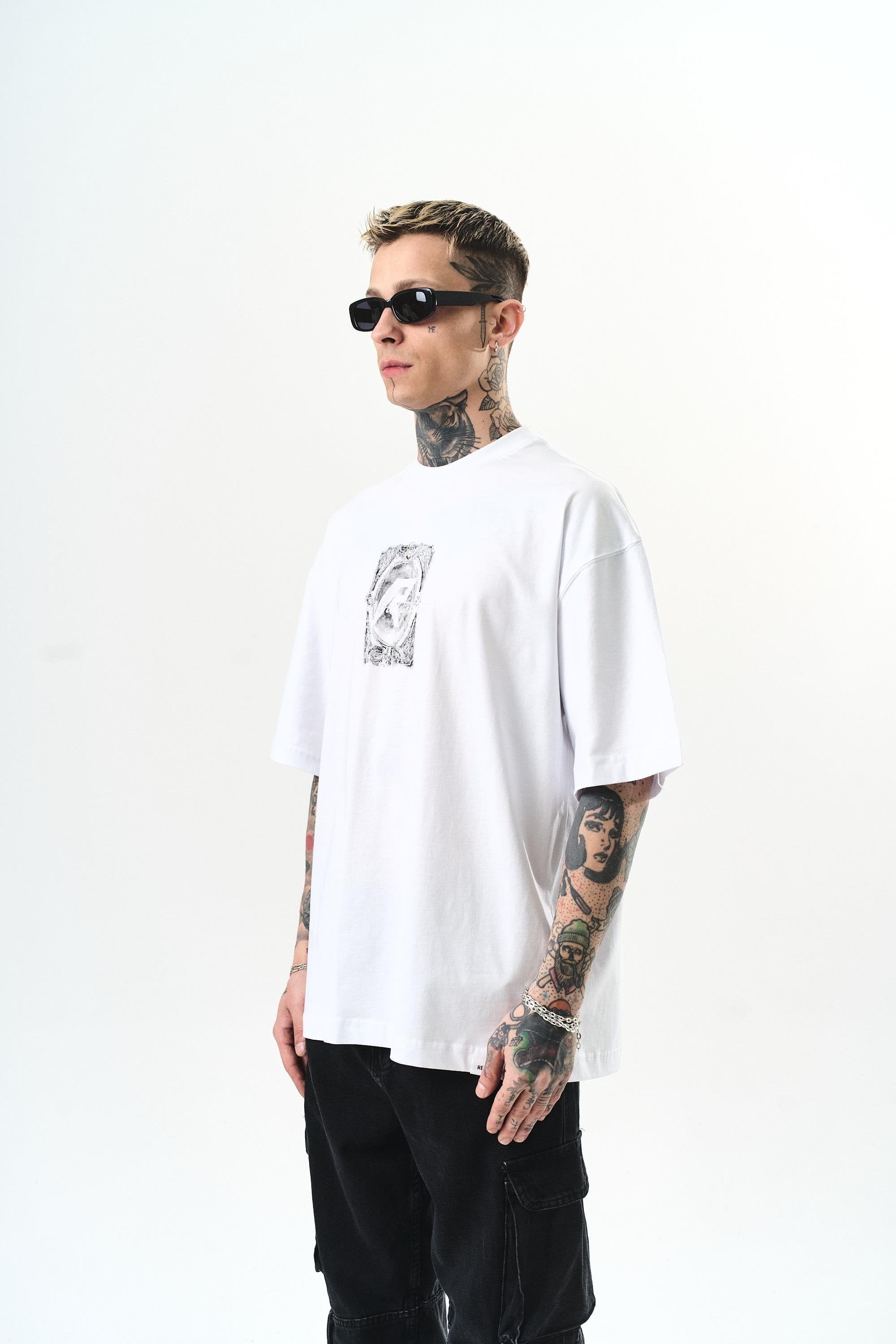 Men's Indefinite Printed Oversize T-Shirt White