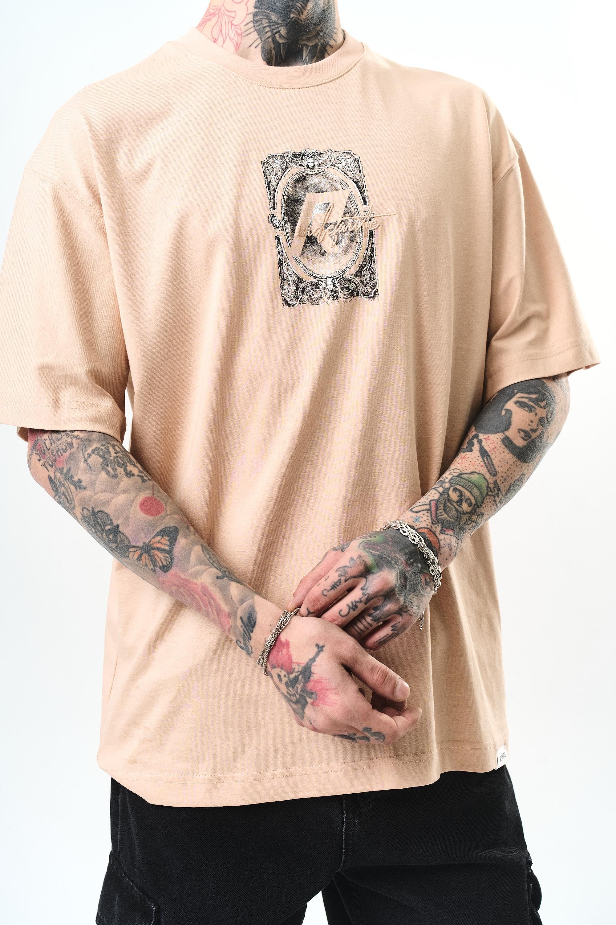 Men's Indefinite Printed Oversize T-Shirt Black