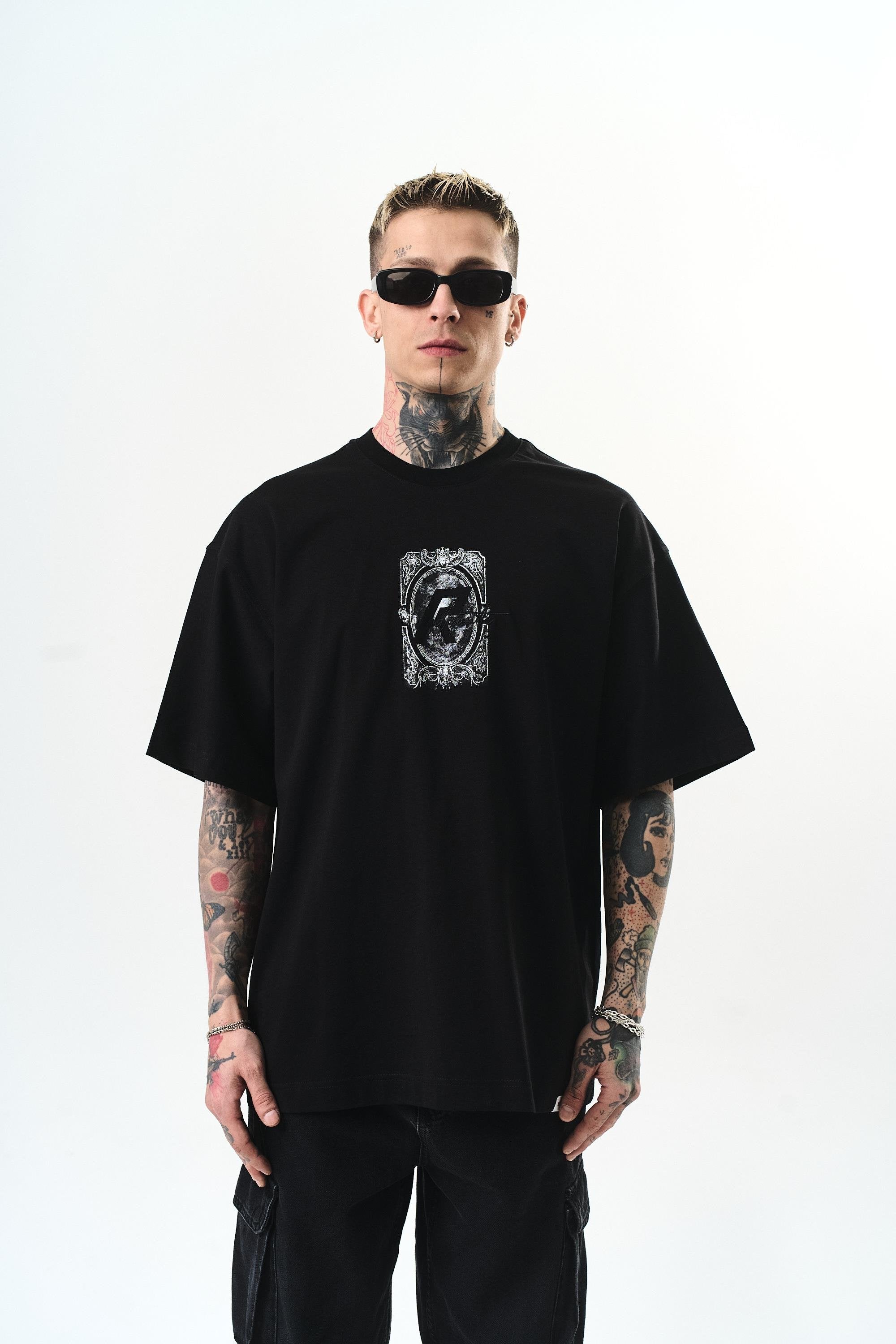 Men's Indefinite Printed Oversize T-Shirt Black