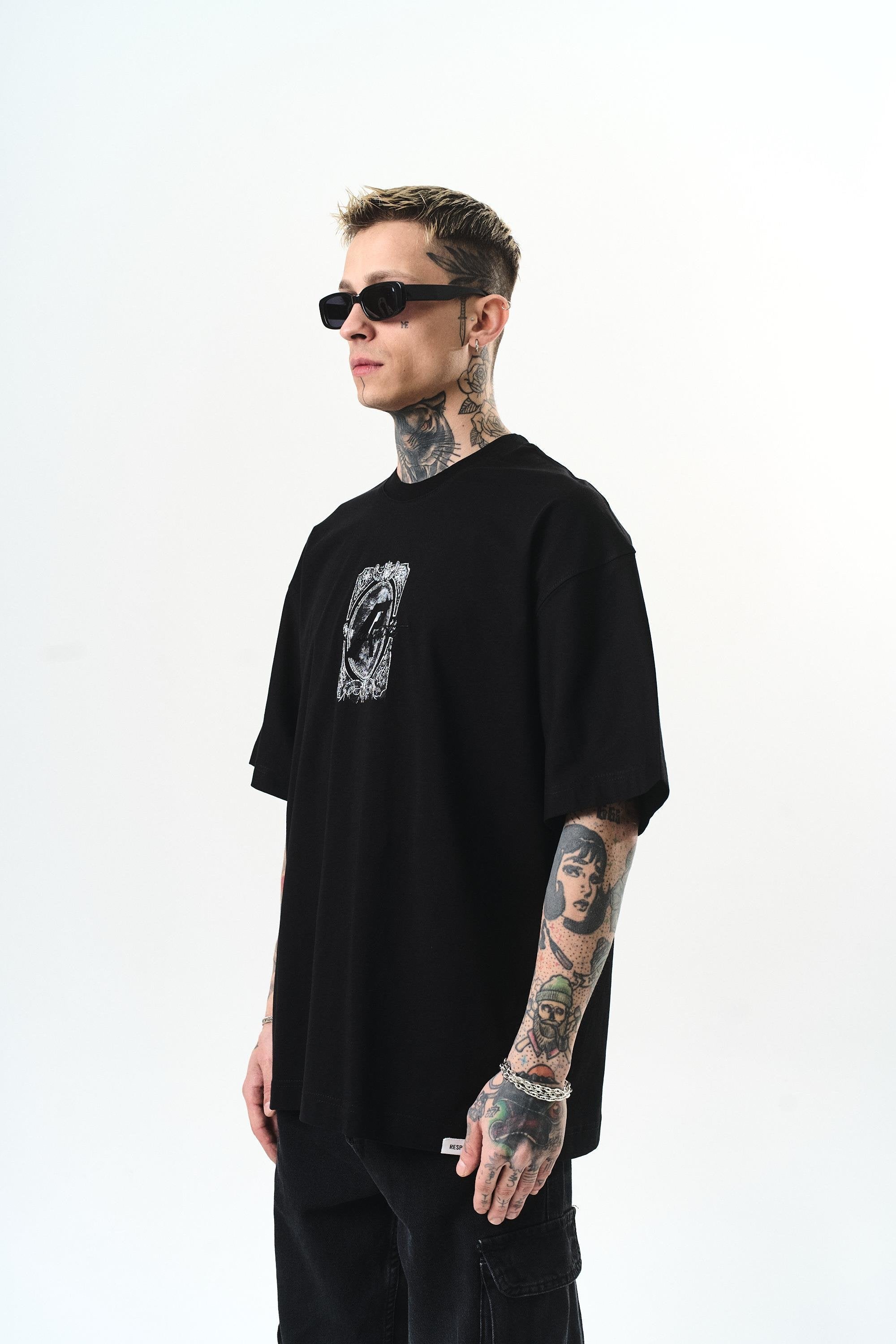 Men's Indefinite Printed Oversize T-Shirt Black