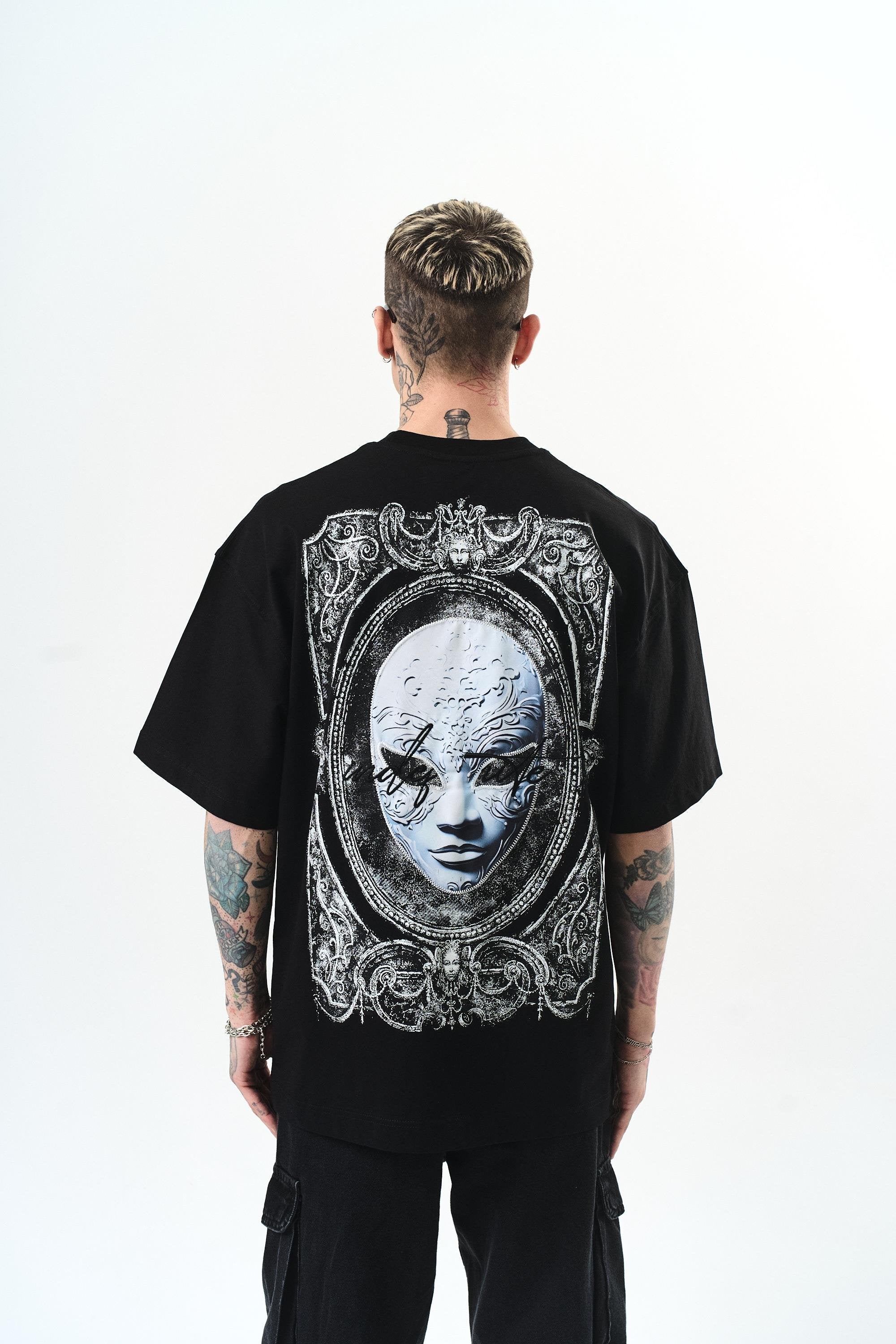 Men's Indefinite Printed Oversize T-Shirt Black