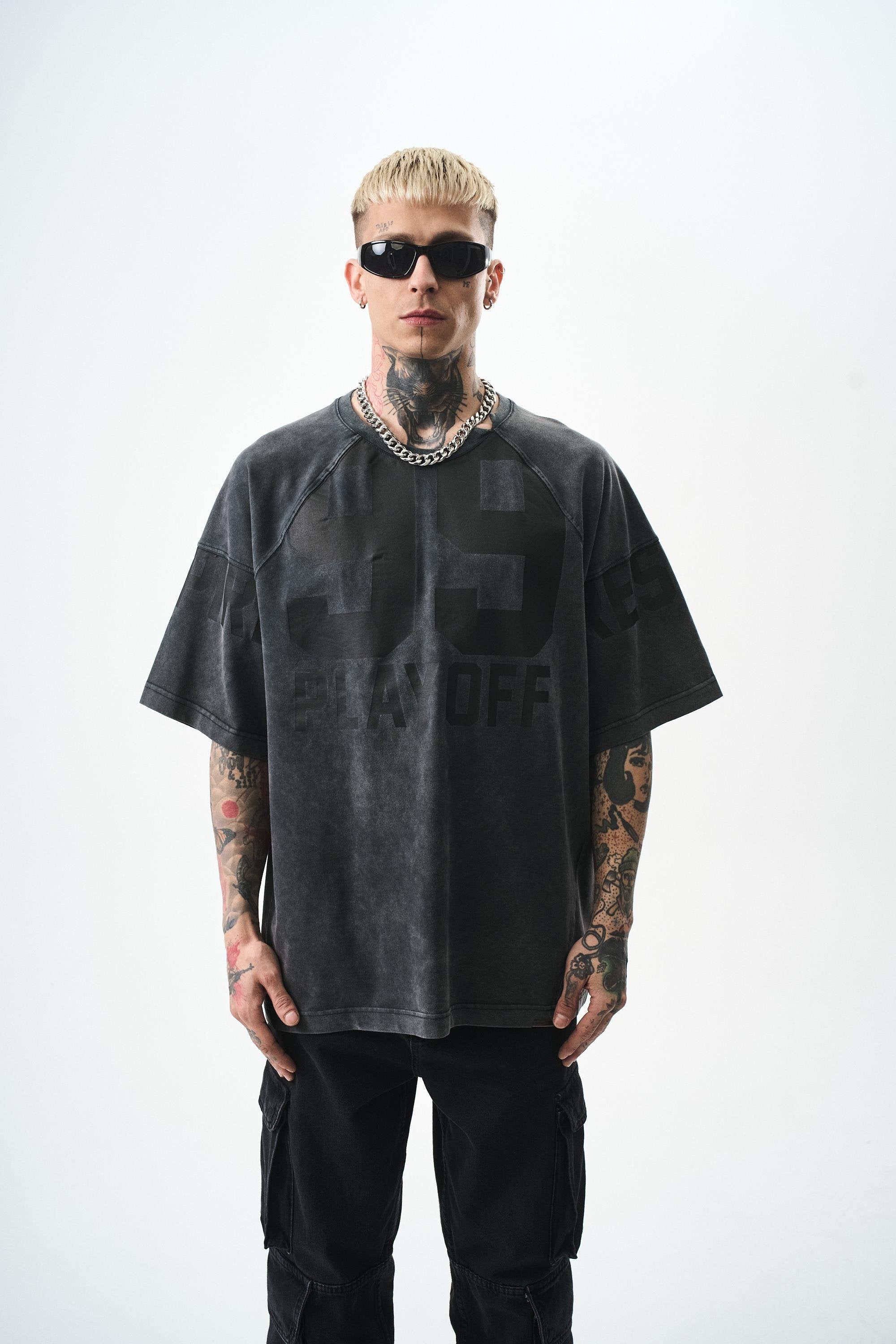 Men's PlayOff 99 Printed Washed Oversize T-Shirt Black