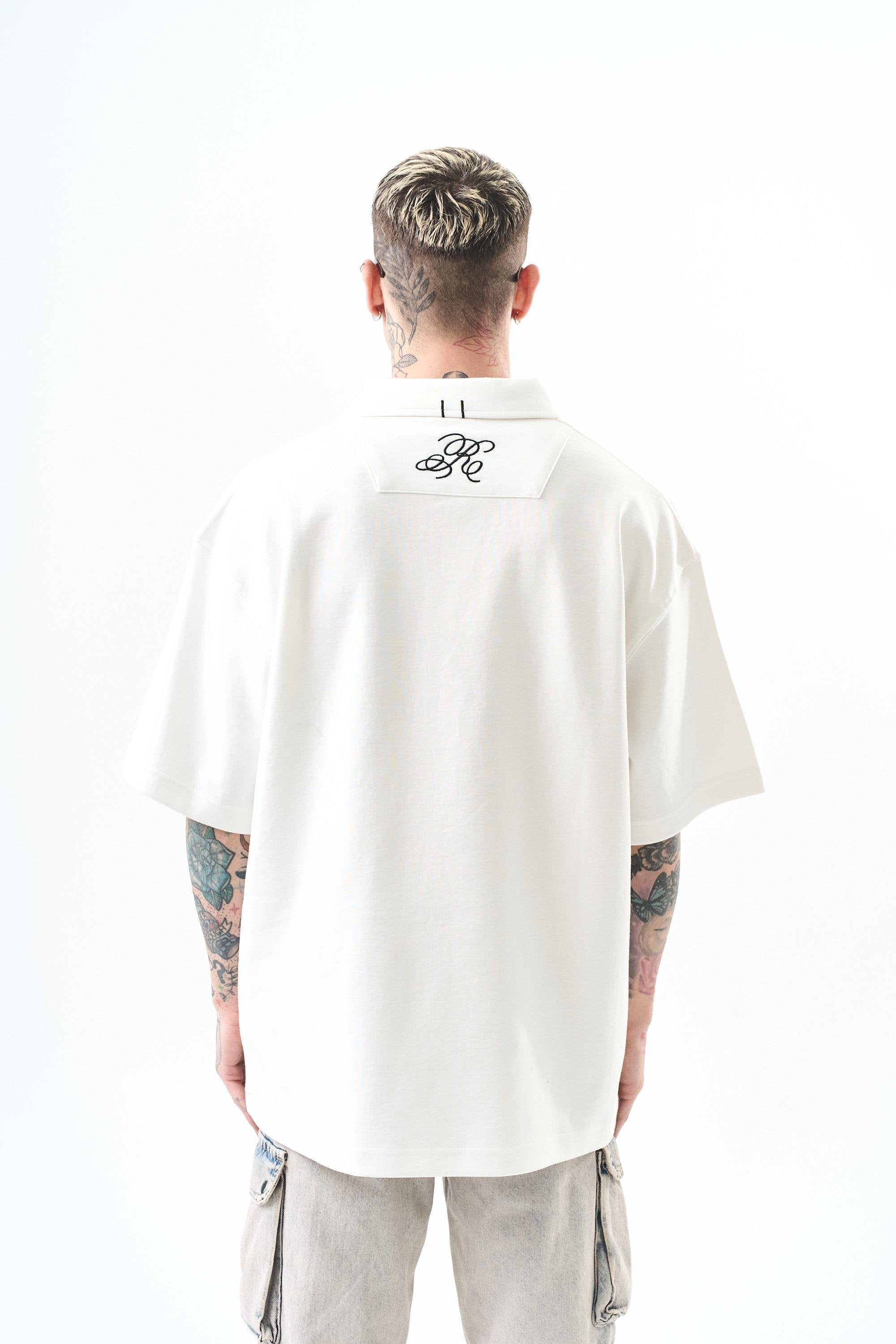 Men's Polo Collar Oversize T-Shirt Olive Green