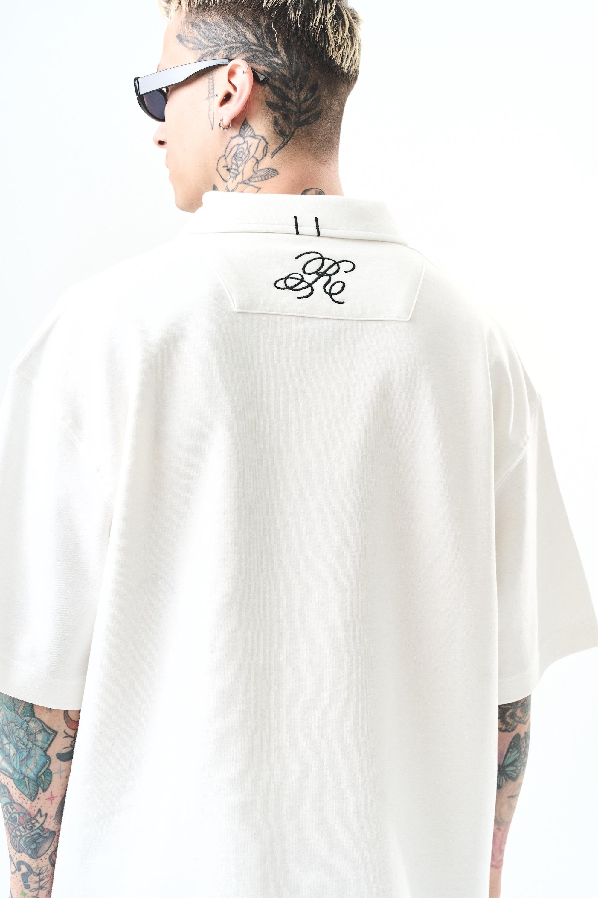 Men's Polo Collar Oversize T-Shirt Olive Green