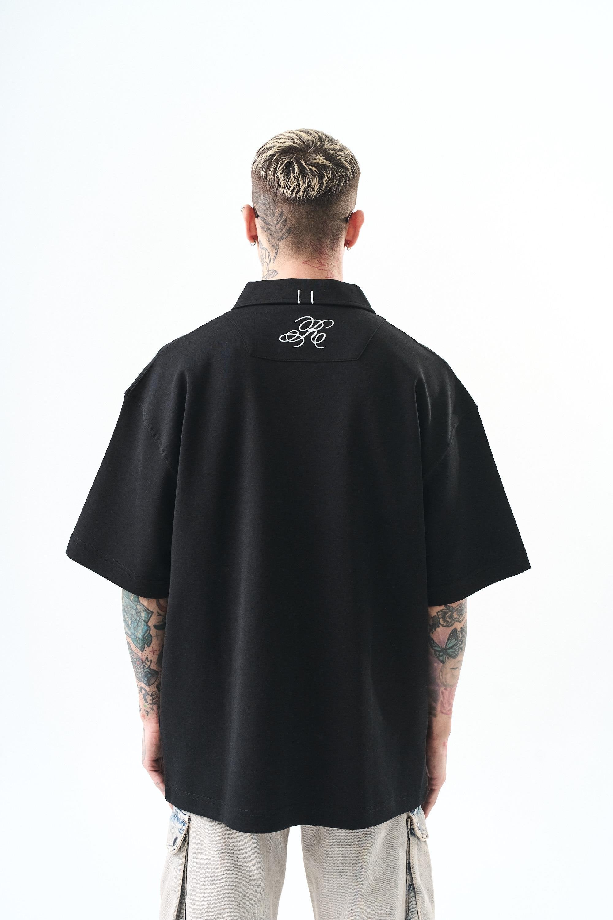 Men's Polo Collar Oversize T-Shirt Olive Green