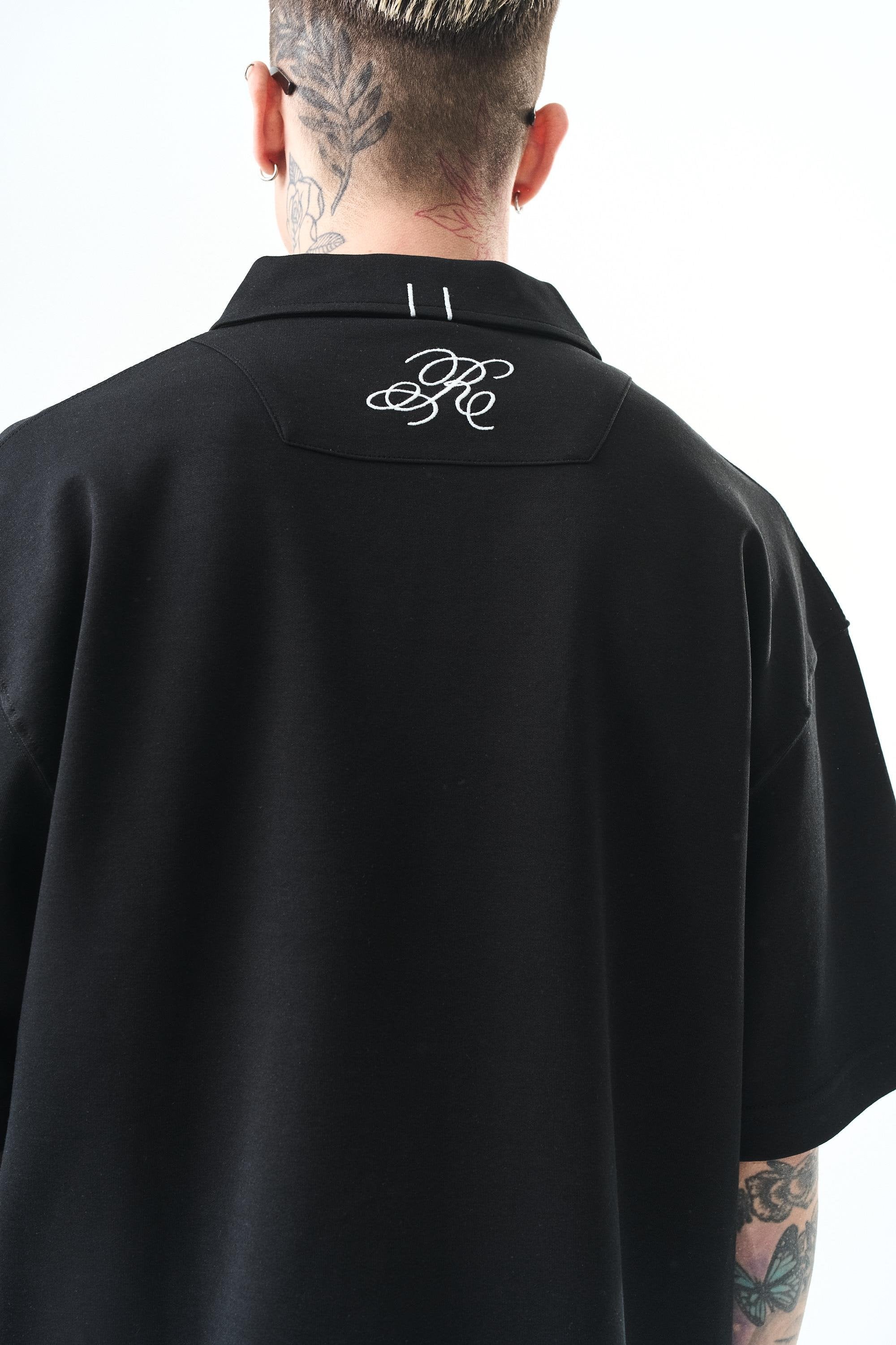 Men's Polo Collar Oversize T-Shirt Olive Green