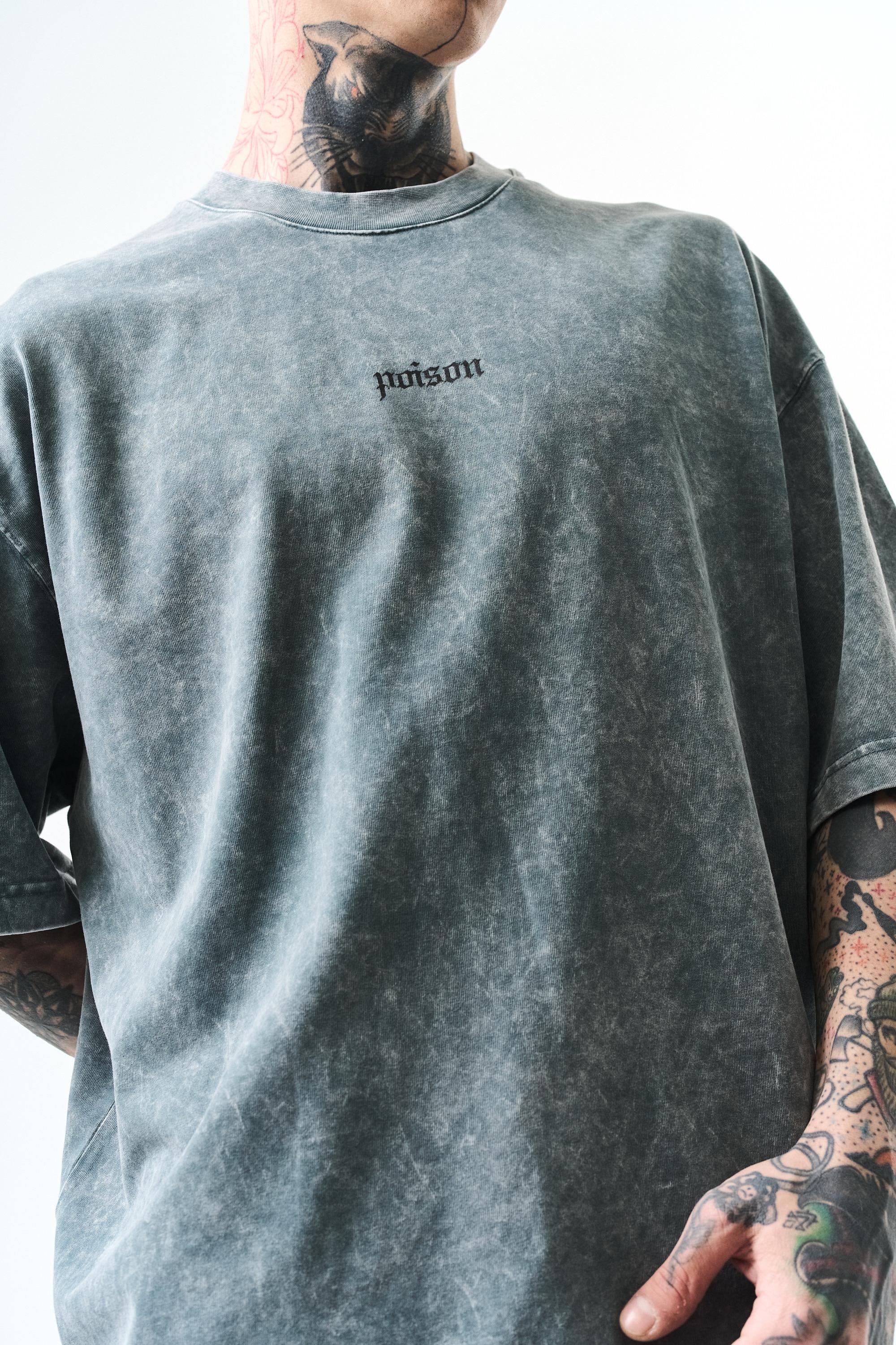 Men's Snake Printed Washable Oversize T-Shirt