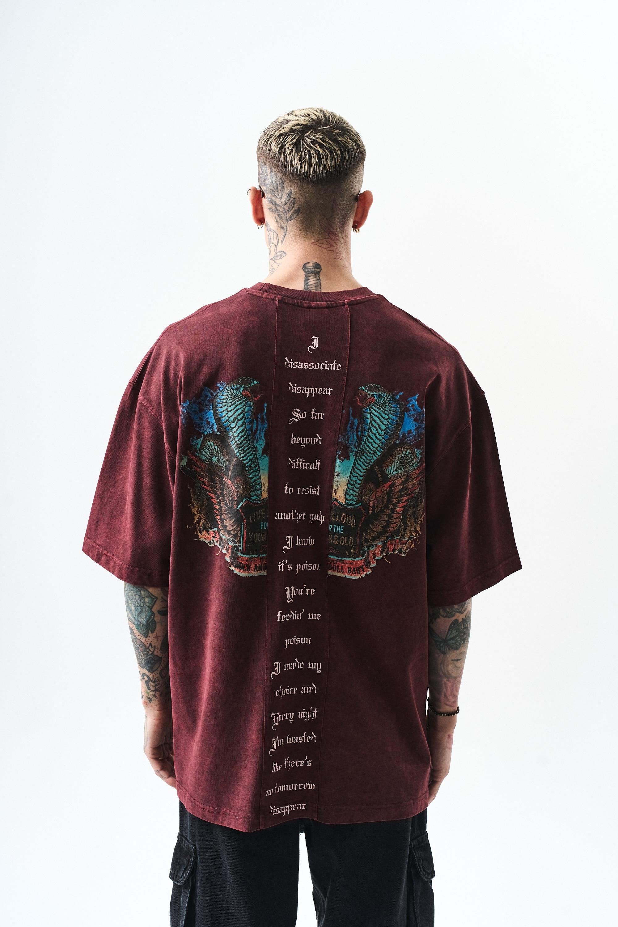 Men's Snake Printed Washable Oversize T-Shirt