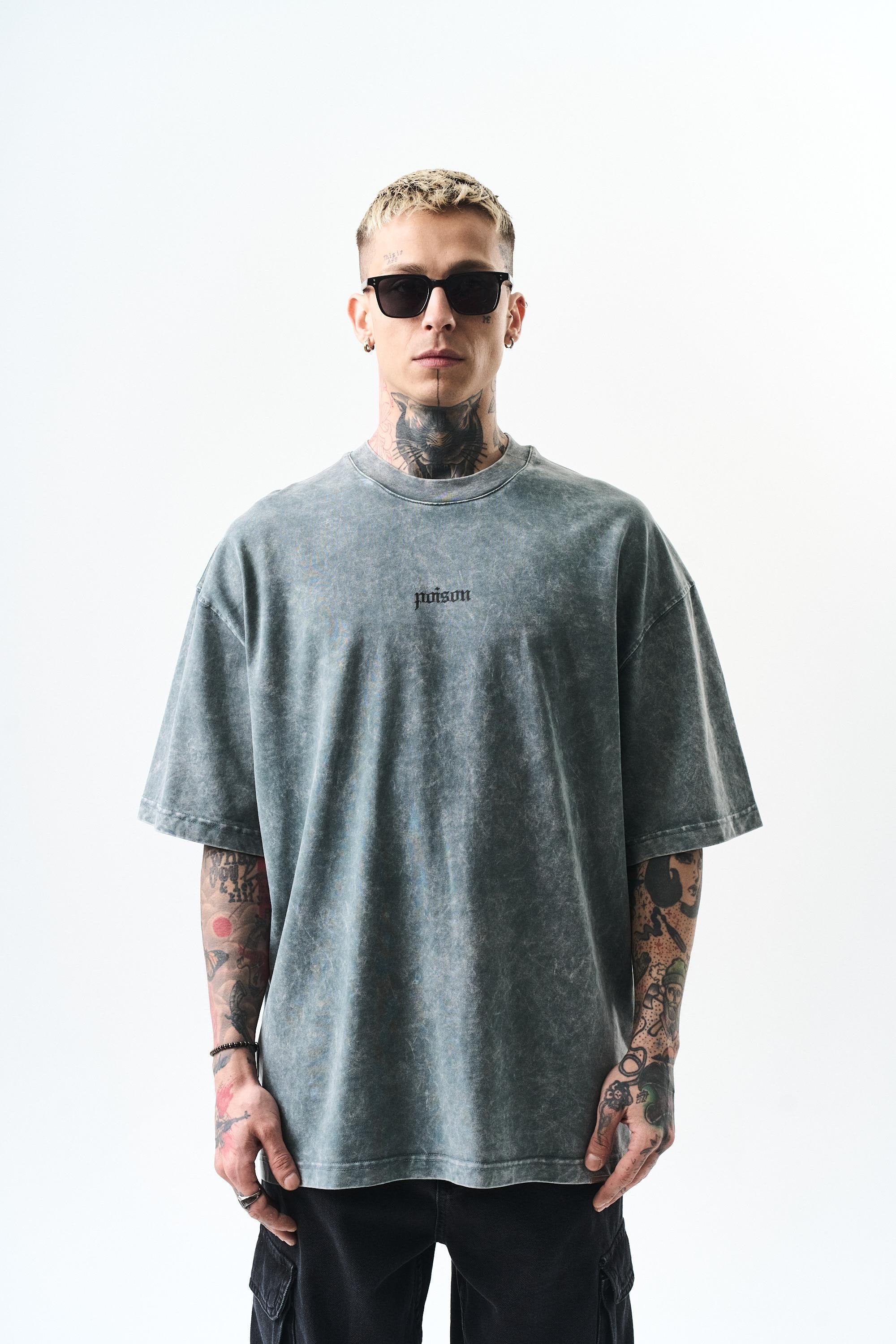 Men's Snake Printed Washable Oversize T-Shirt